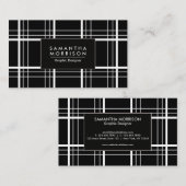 Schwarz-Weiß-Kariert Visitenkarte (Vorne/Hinten)