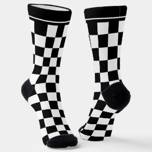 Schwarz-weiß karierte Crew-Socken Socken