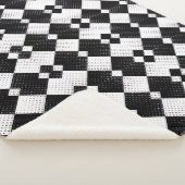 Schwarz-weiß karierte Decke Sherpadecke (3/4)