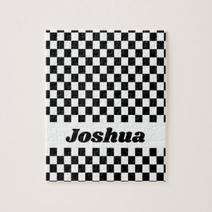 Schwarz-weiß karierte Flagge Puzzle