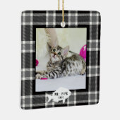 Schwarz-Weiß-Karierte Katze Keramikornament (Rechts)