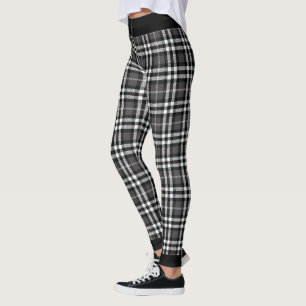 Schwarz-weiß karierte Leggings