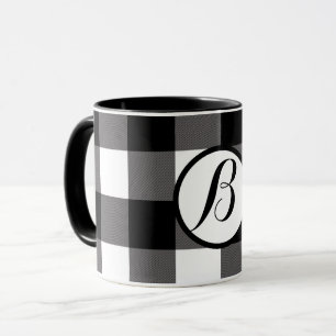 Schwarz-weiß karierte Quadrate Buffalo Karo Tasse