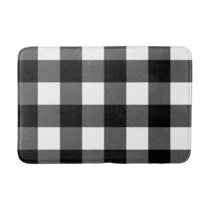 Schwarz-weiß karierte Quadrate Buffalo Plaid Badematte