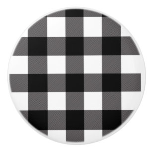 Schwarz-weiß karierte Quadrate Buffalo Plaid Keramikknauf