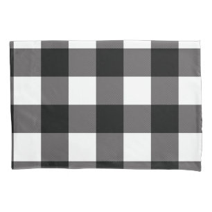Schwarz-weiß karierte Quadrate Buffalo Plaid Kissenbezug