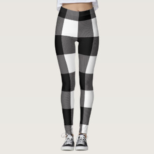 Schwarz-weiß karierte Quadrate Buffalo Plaid Leggings