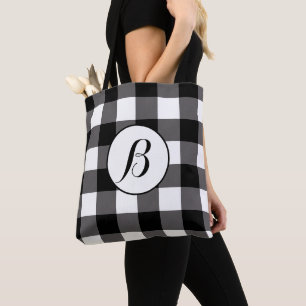 Schwarz-weiß karierte Quadrate Buffalo Plaid Tasche