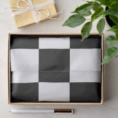 Schwarz-weiß karierte Quadrate Monogramm Initiale Seidenpapier (Geschenk)