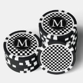 Schwarz-weiß karierte Quadrate Monogramm Pokerchips (Stapel)