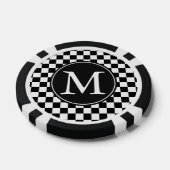 Schwarz-weiß karierte Quadrate Monogramm Pokerchips (Einzeln)