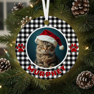 Schwarz-Weiß Karierte Weihnachtsgebäck Ornament Aus Metall