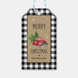 Schwarz-Weiß-Karierte Weihnachtsmarke Geschenkanhänger