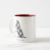 Schwarz-Weiß-Karierter Buchstabe A Zweifarbige Tasse (Vorderseite Links)