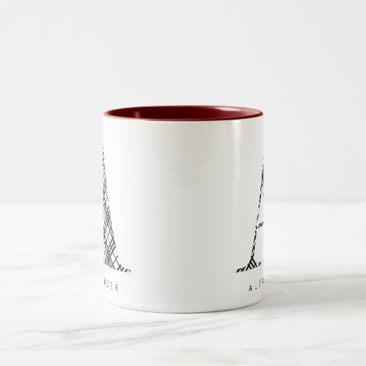 Schwarz-Weiß-Karierter Buchstabe A Zweifarbige Tasse (Mittel)