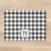 Schwarz-weiß karierter Büffel-Check-Monogramm-Weih Geschirrtuch
