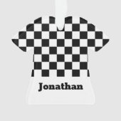 Schwarz-weiß karierter Jungenname Ornament (Vorderseite)