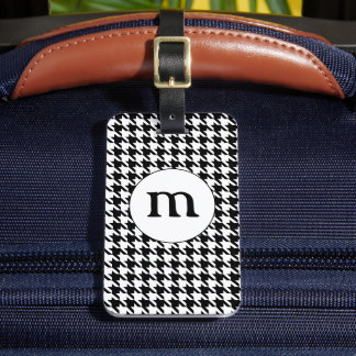 Schwarz-weiß karierter Monogramm-Anhänger Gepäckanhänger