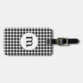 Schwarz-weiß karierter Monogramm-Anhänger Gepäckanhänger (Vorderseite horizontal)