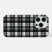 Schwarz-weiß karierter Tartan,  iPhone Hülle (Rückseite (Horizontal))