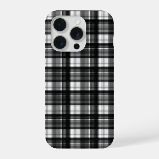 Schwarz-weiß karierter Tartan,  iPhone Hülle (Rückseite)