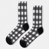 Schwarz-weiß kariertes Büffel-Karo-Muster Socken (Linkes Detail)