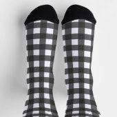 Schwarz-weiß kariertes Büffel-Karo-Muster Socken (Oben)