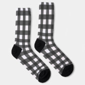 Schwarz-weiß kariertes Büffel-Karo-Muster Socken (Rechts)