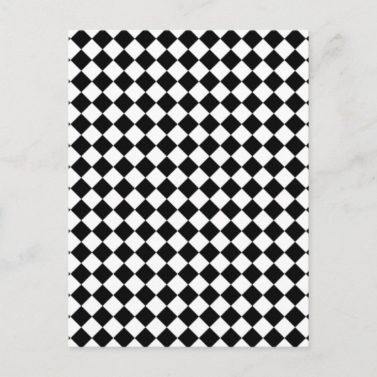 Schwarz-weiß kariertes Design Postkarte (Vorderseite)