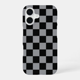 Schwarz-weiß kariertes Druckmuster iPhone 16 Hülle