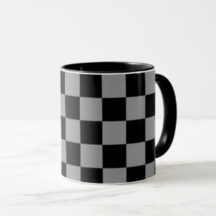 Schwarz-weiß kariertes Druckmuster Tasse