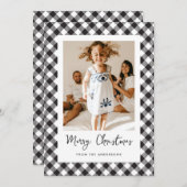 Schwarz-Weiß Kariertes Foto Frohe Weihnachten (Vorne/Hinten)