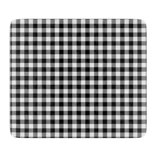 Schwarz-weiß kariertes Gingham-Muster Schneidebrett (Vorderseite)