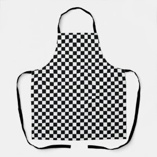 Schwarz-weiß kariertes Gingham-Muster Schürze