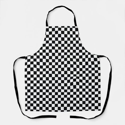 Schwarz-weiß kariertes Gingham-Muster Schürze (Vorderseite)