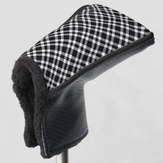 Schwarz-weiß kariertes Muster Golf Headcover (3/4 Vorderseite)