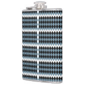 schwarz-weiß kariertes Muster mit weißem b Flachmann (Links)