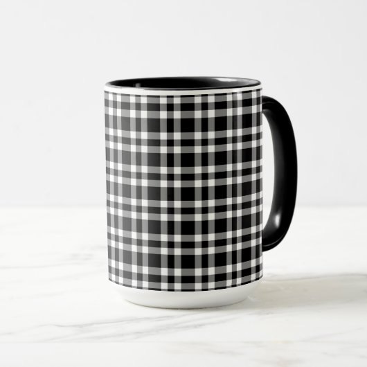 Schwarz-weiß kariertes Muster Tasse (VorderseiteRechts)