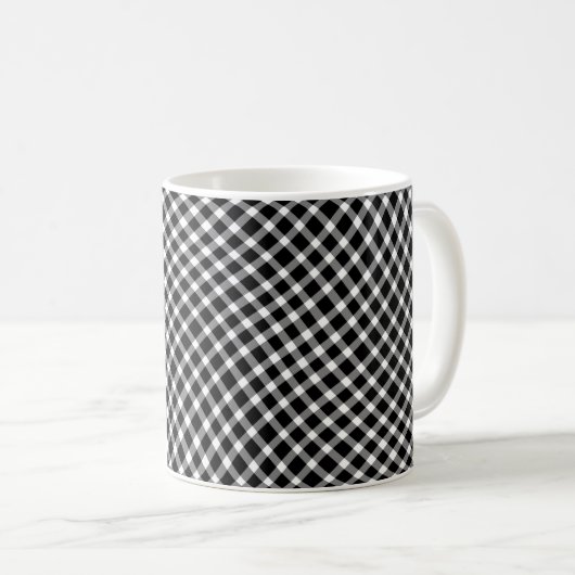 Schwarz-weiß kariertes nahtloses Muster Kaffeetasse (VorderseiteRechts)