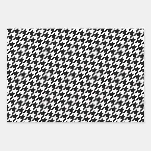 Schwarz-weiß Kariertes Polka Dot Hahnentrittmuster Geschenkpapier Set (Vorderseite 2)