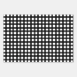 Schwarz-weiß Kariertes Polka Dot Hahnentrittmuster Geschenkpapier Set