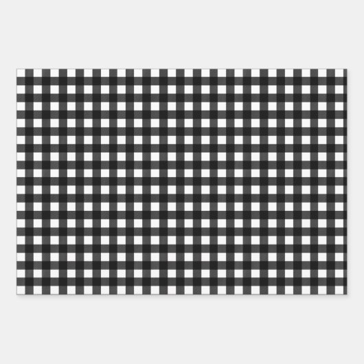 Schwarz-weiß Kariertes Polka Dot Hahnentrittmuster Geschenkpapier Set (Vorderseite)