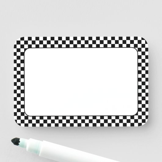 Schwarz-Weiß-Karo 3x2 Namensschild (Beispiel)