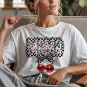 Schwarz-Weiß-Karo Cherry Mama Tri-Blend Shirt