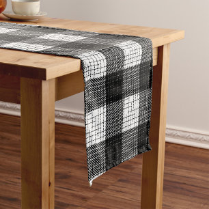 Schwarz-Weiß-Karo-Design mit kräftigem Muster  Kurzer Tischläufer