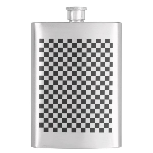 Schwarz-Weiß-Karo Flachmann (Vorderseite)