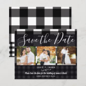 Schwarz Weiß Karo Foto Save the Date (Vorne/Hinten)