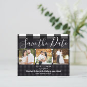 Schwarz Weiß Karo Foto Save the Date (Stehend Vorderseite)
