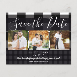 Schwarz Weiß Karo Foto Save the Date