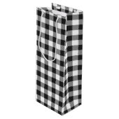 Schwarz-Weiß-Karo Gingham Kariert Geschenktüte Für Weinflaschen (Vorderseite Schrägansicht)